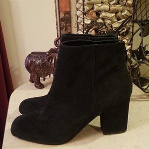 NEW NINE WEST BLACK ANKLE SUEDE LEATHER BOOTIES BOOTS SZ 8
